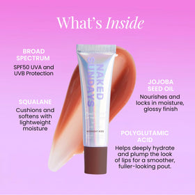Naked Sundays Midnight Kiss applied on lips demonstrating hydrating tint