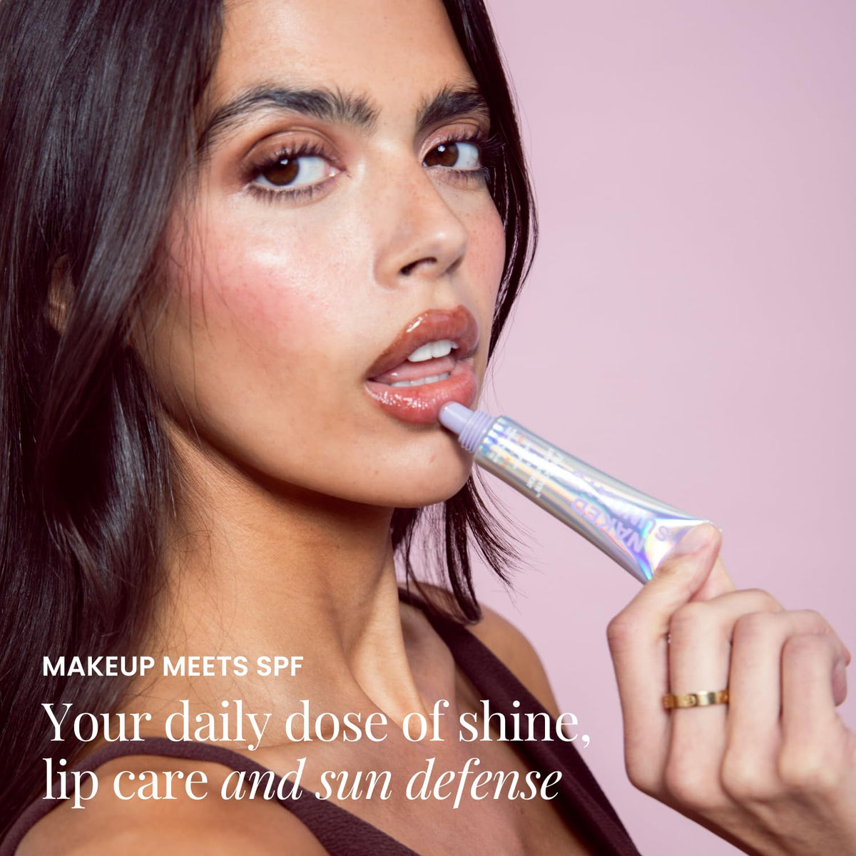 Naked Sundays Midnight Kiss glossy texture close-up shows non-sticky shine