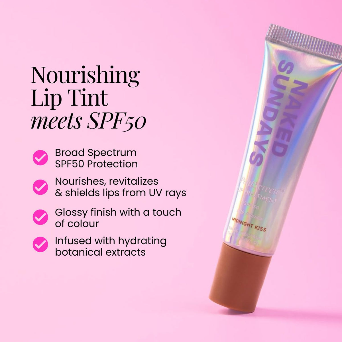 Naked Sundays Midnight Kiss 15ml tube size comparison for easy portability