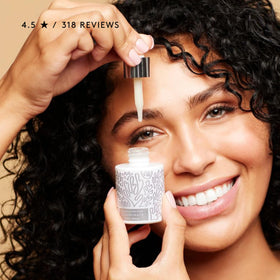 Naked & Thriving bottle next to ruler and box showing size and eco packaging benefit