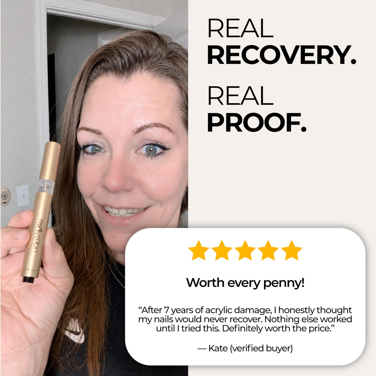 nakeyNails ingredient label close-up showing keratin and peptide benefit