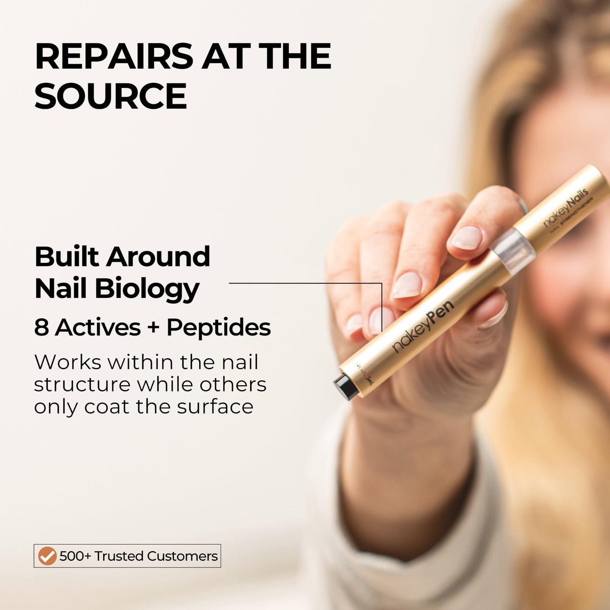 nakeyNails serum droplet on nail highlighting hydration and restoration