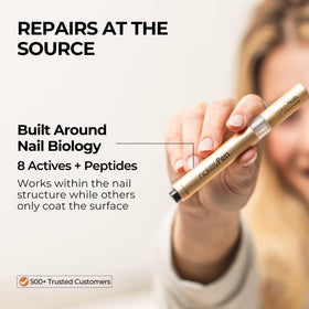 nakeyNails serum droplet on nail highlighting hydration and restoration