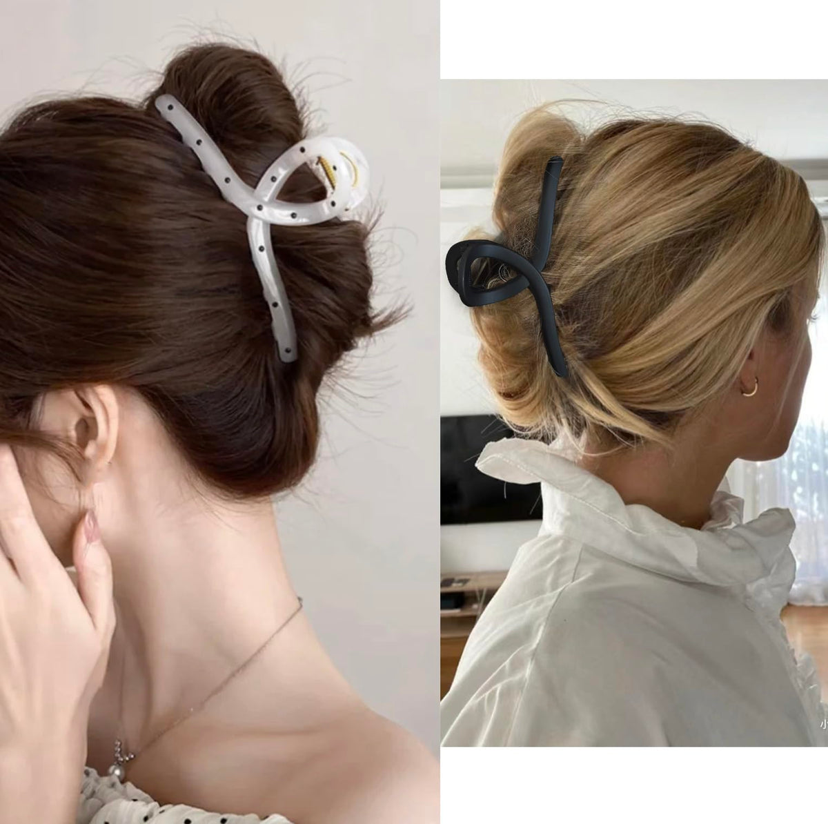 Nalodu clip used in an updo demonstrating secure hold for long curly hair