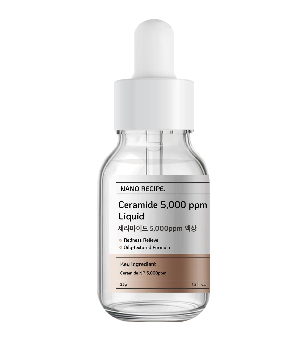 Nano Recipe bottle front view showing label and 41ml size, highlights portability