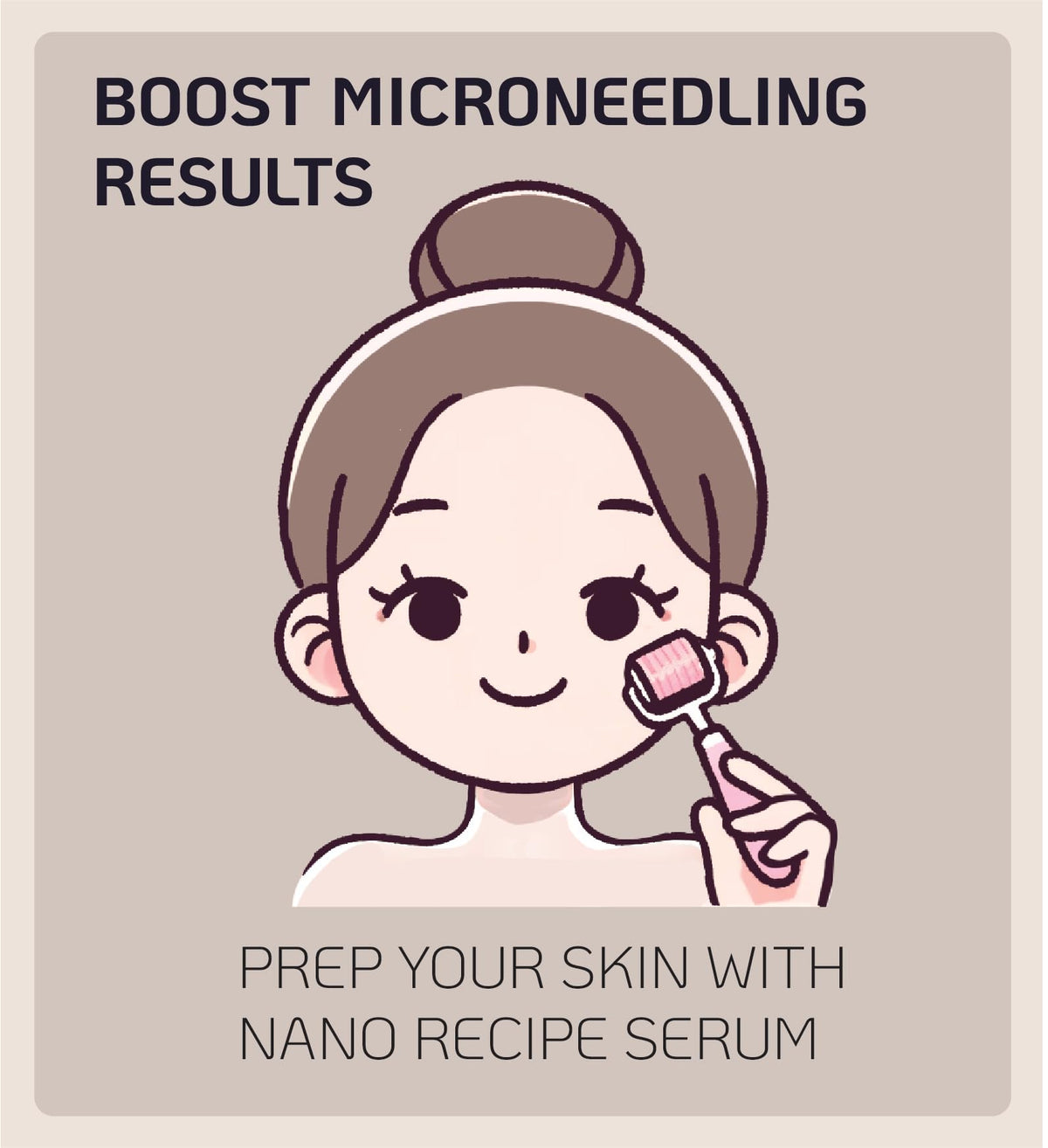Nano Recipe bottle next to hand for scale to show compact 30ml convenient size