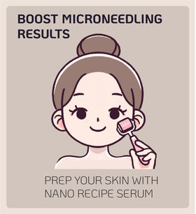 Nano Recipe bottle next to hand for scale to show compact 30ml convenient size