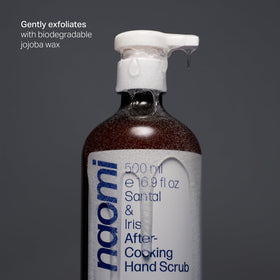 Naomi pump dispense in hand demonstrating easy dosing and non-drying lather