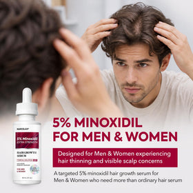 Narcelax dropper applicator close-up for precise 5% minoxidil placement