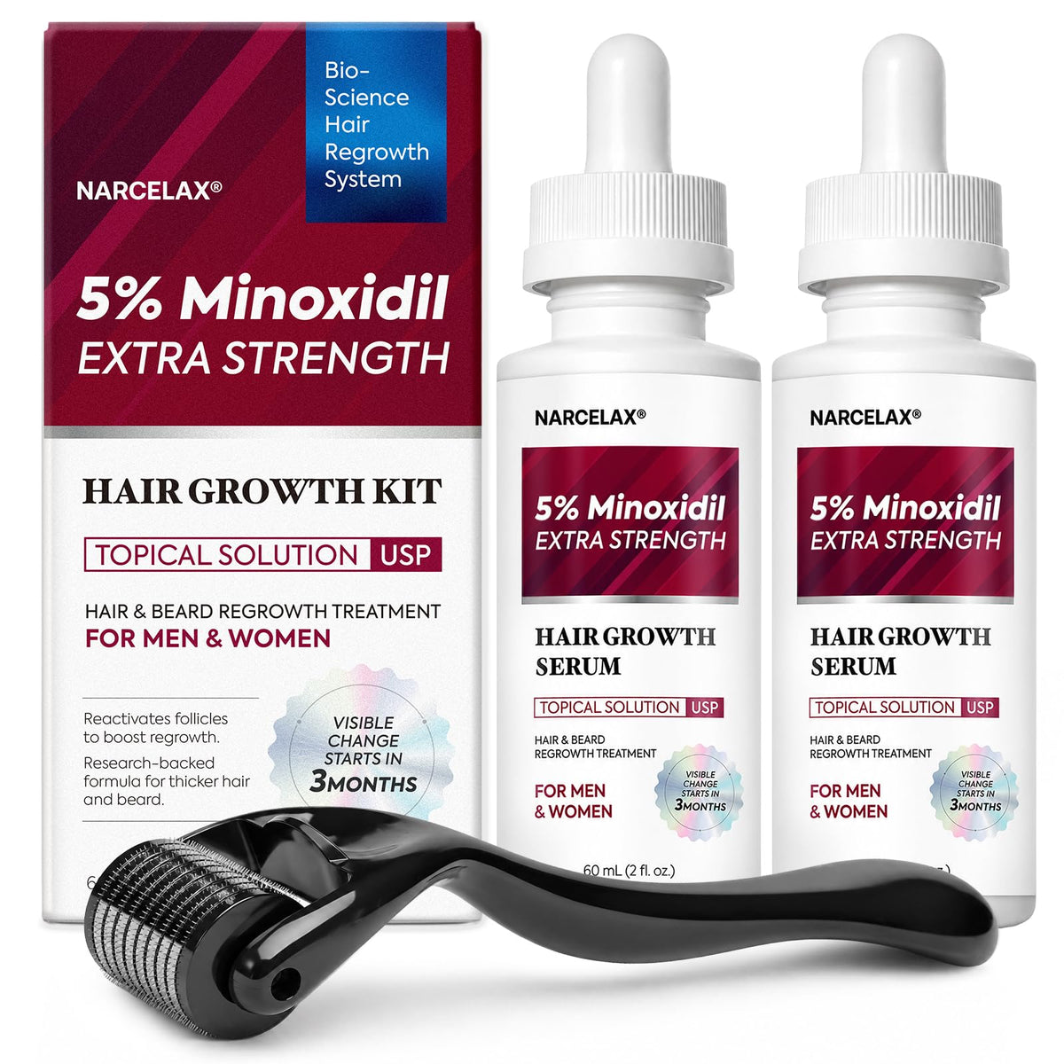 Narcelax front packaging 60ml showing product and strength for targeted regrowth
