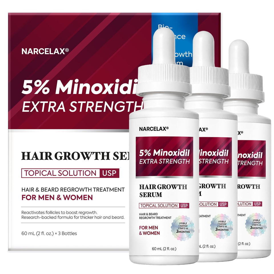 Narcelax front packaging showing three 60ml bottles for consistent regrowth