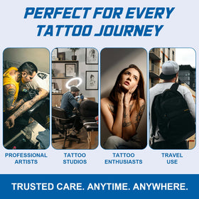 Narkysus lifestyle shot with healed tattoo wearing ointment for maintained fresh appearance