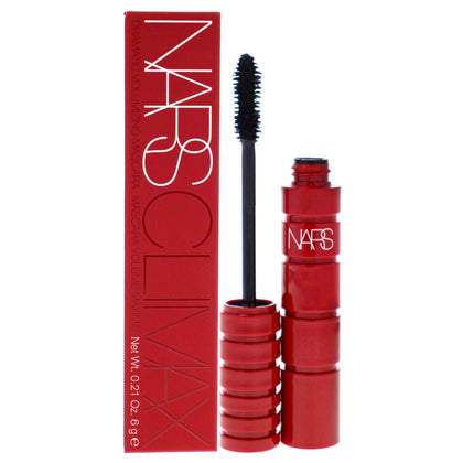 NARS Climax Mascara tube front view showing sleek packaging and 0.21 oz size for travel