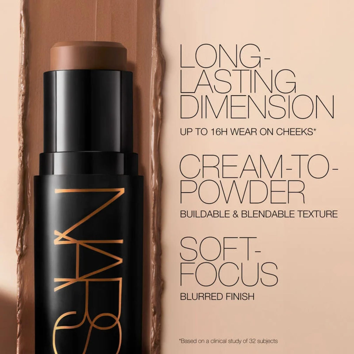 NARS Laguna swatched texture closeup revealing creamy blendability and sheen