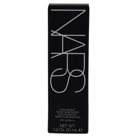 Detailed shot of NARS Pure Radiant Finland tube label highlighting SPF and shade