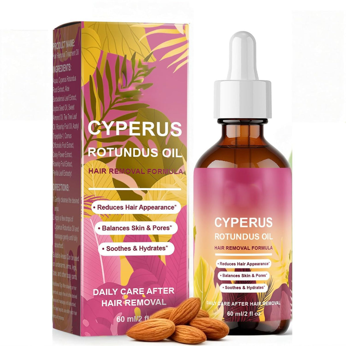 Narvokey front packaging of Cyperus Rotundus oil showing 60ml and benefits