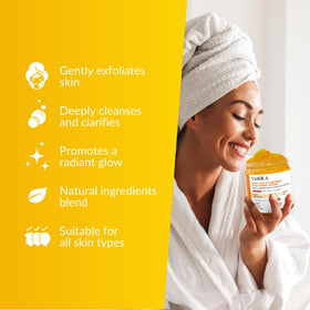 Nasola close-up texture with sugar and sea salt granules for gentle exfoliation