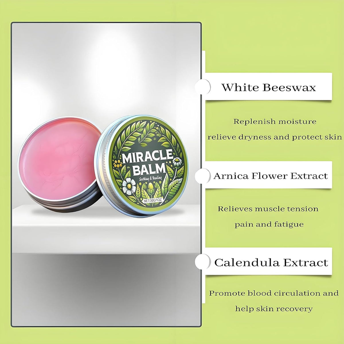 Nasteck ingredient label with calendula emphasis for calming skin support