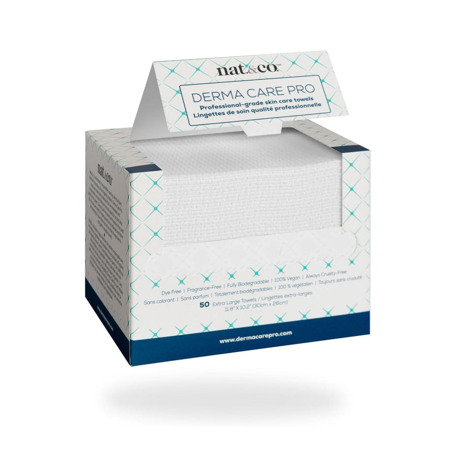 Nat.&Co. product packaging front showing 50-count towels and benefits
