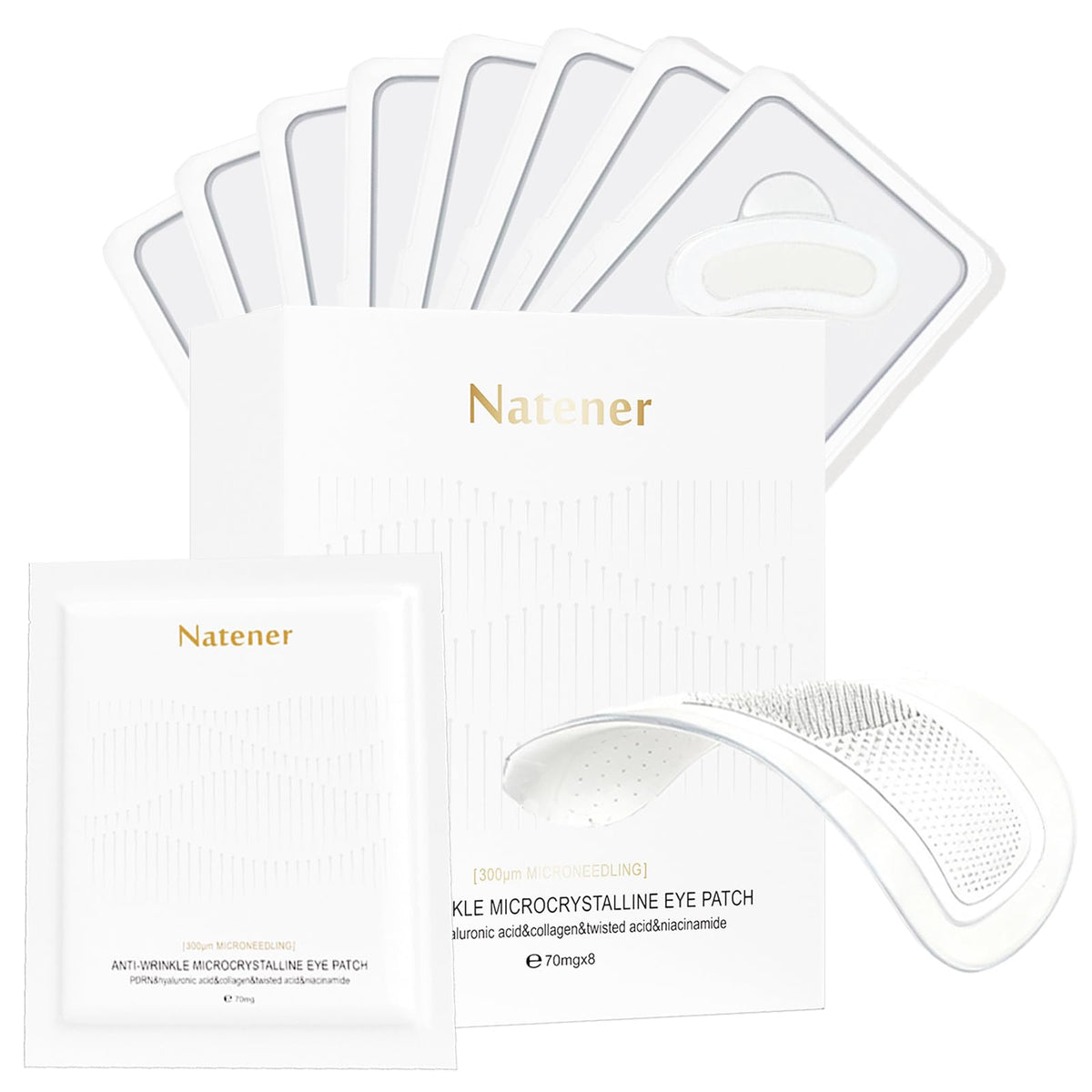 Natener front packaging showing eight pairs and product benefit of targeted eye care