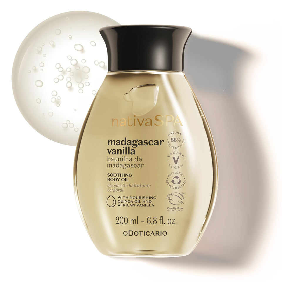 Nativa SPA bottle front packaging showing elegant vanilla scent and hydration benefit