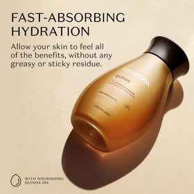 Nativa SPA open cap dispensing oil highlighting controlled application benefit