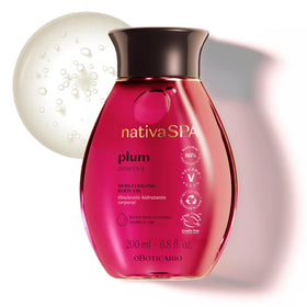 Nativa SPA bottle front packaging showing plum scent and benefits