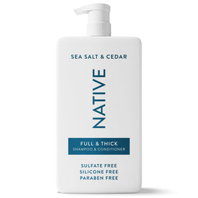 Native front 36 fl oz bottle showing sea salt cedar scent and value size benefits