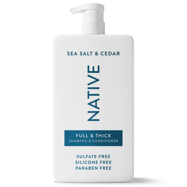 Native front 36 fl oz bottle showing sea salt cedar scent and value size benefits