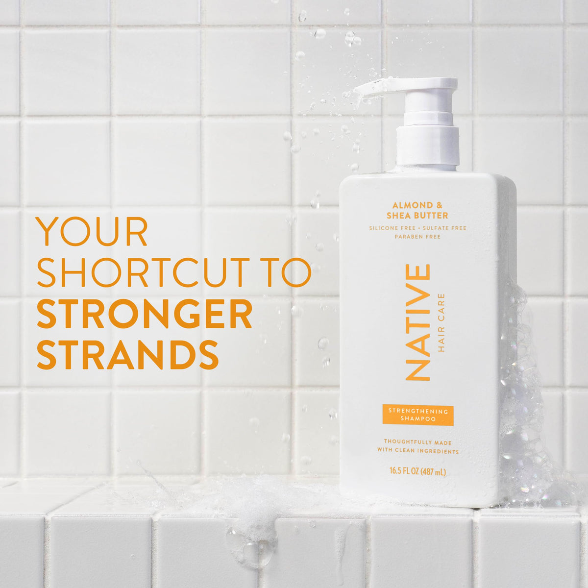 Native bottle side label close-up highlighting ingredient list and gentle formula benefit