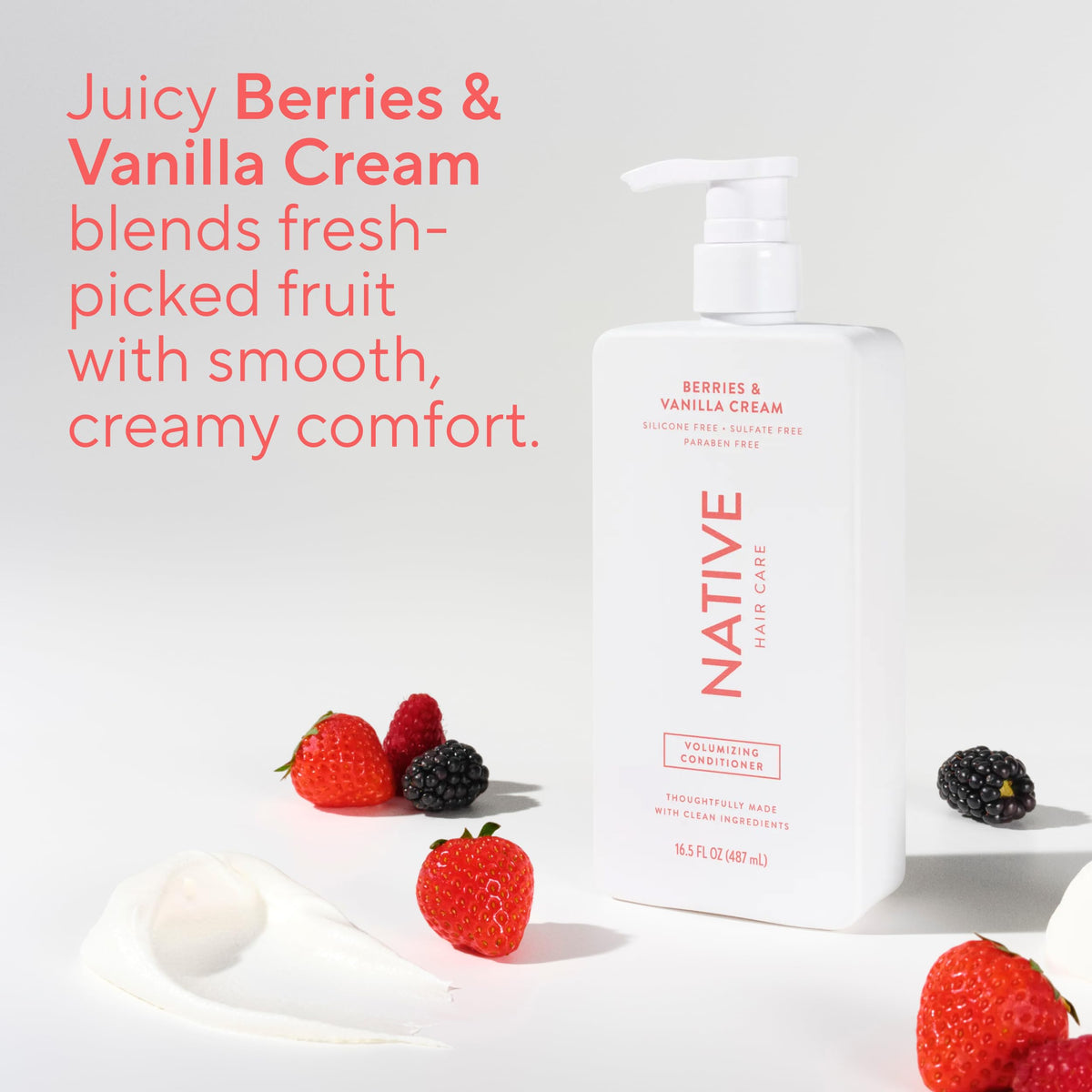 Native conditioner being applied to wet hair for detangling and lift benefit
