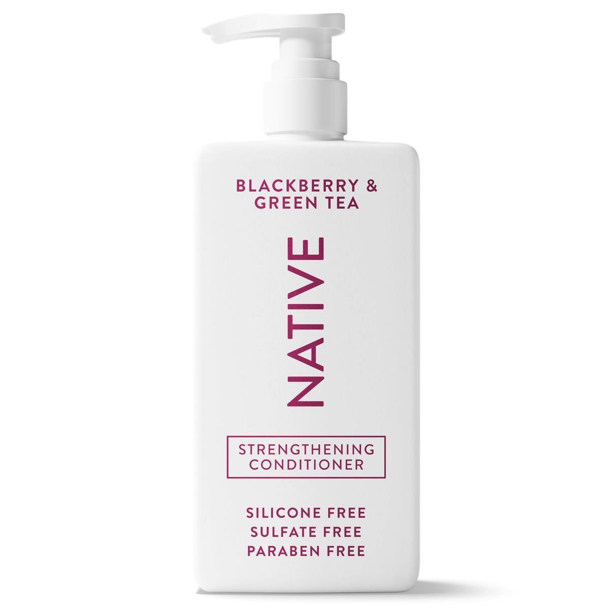 Native bottle front packaging showing blackberry green tea scent and benefits