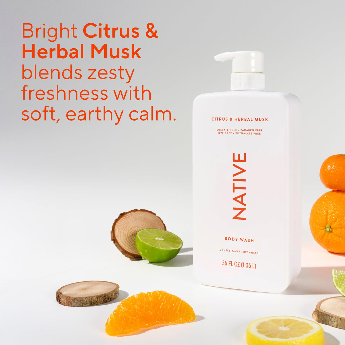 Native ingredients label detail highlighting plant-based cleansers and clean formulation