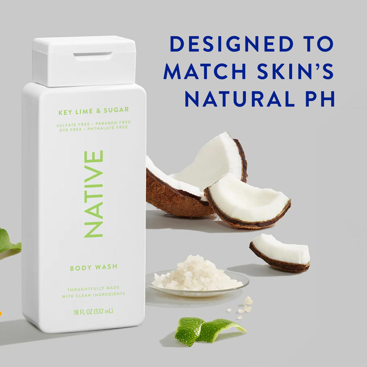 Native body wash pouring texture showing creamy lather for gentle cleansing benefit