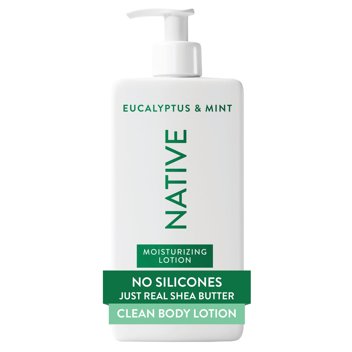 Native bottle front view showing eucalyptus mint scent and long-lasting hydration