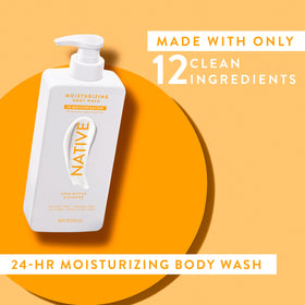 Native bottle beside towels in bathroom showing lifestyle ease and daily comfort