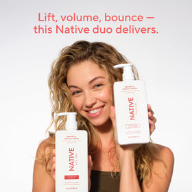 Native bottle held in hand to show 16.5 fl oz size and portability benefit