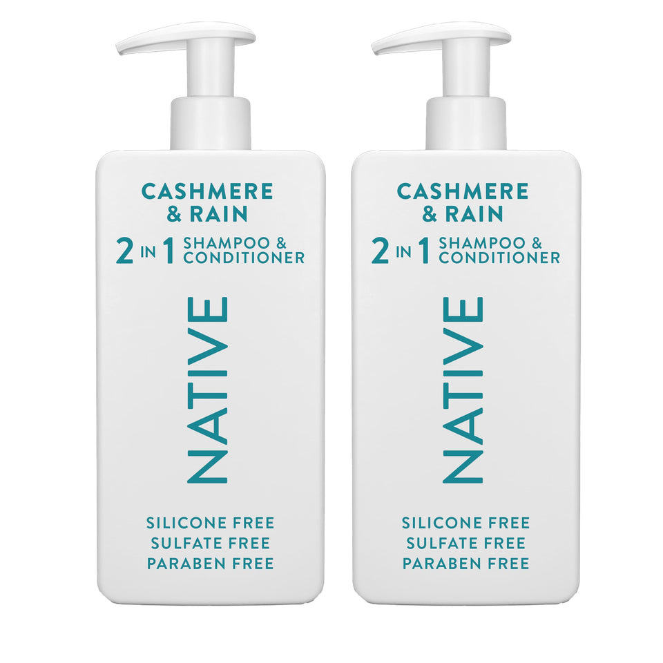 Native front bottle showing label and benefit of two-in-one convenience