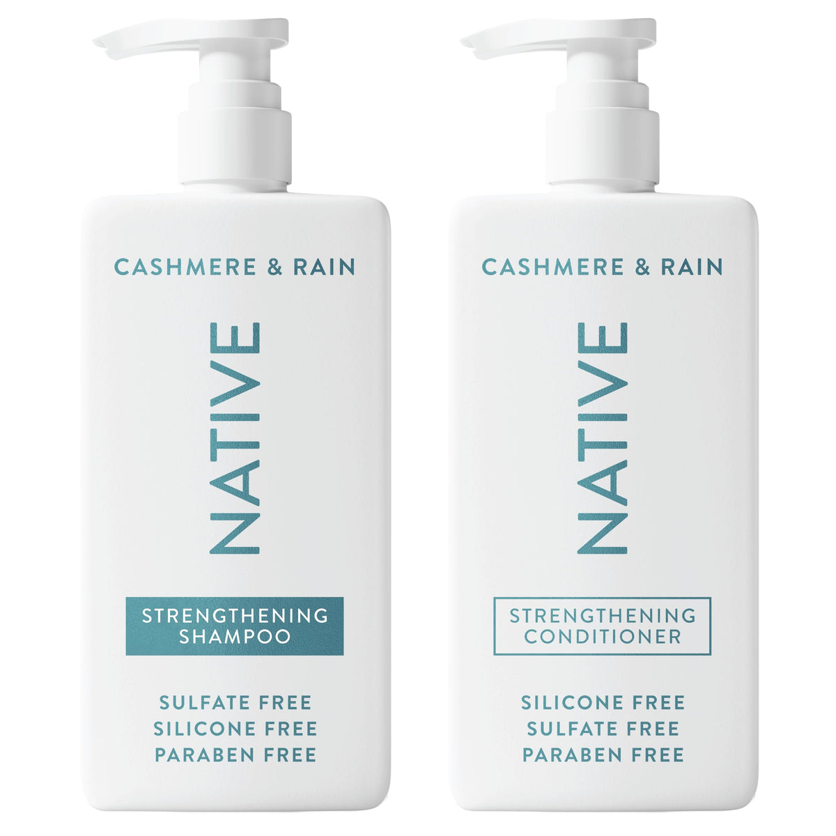 Native Cashmere & Rain front packaging showing both 16.5 fl oz bottles and benefits