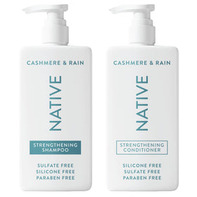 Native Cashmere & Rain front packaging showing both 16.5 fl oz bottles and benefits