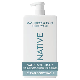 Native front pump bottle showing size and brand for value and convenience