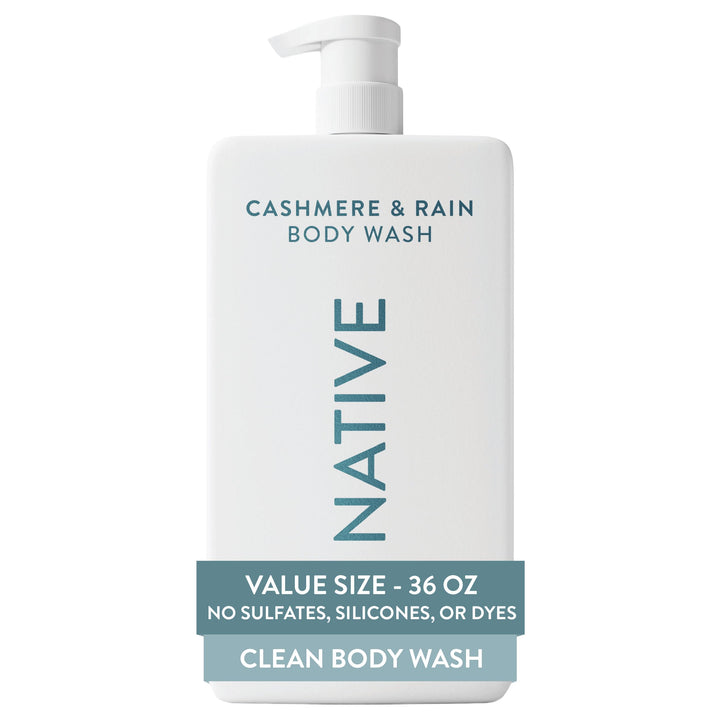 Native front pump bottle showing size and brand for value and convenience