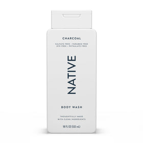 Native charcoal front bottle showing label and 18 oz size for clear product identification