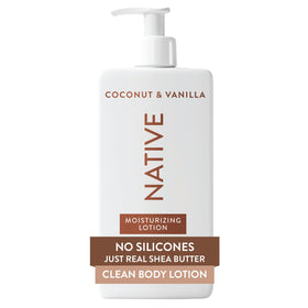 Native coconut & vanilla front pump bottle showing product and easy dispensing benefit