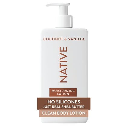 Native coconut & vanilla front pump bottle showing product and easy dispensing benefit