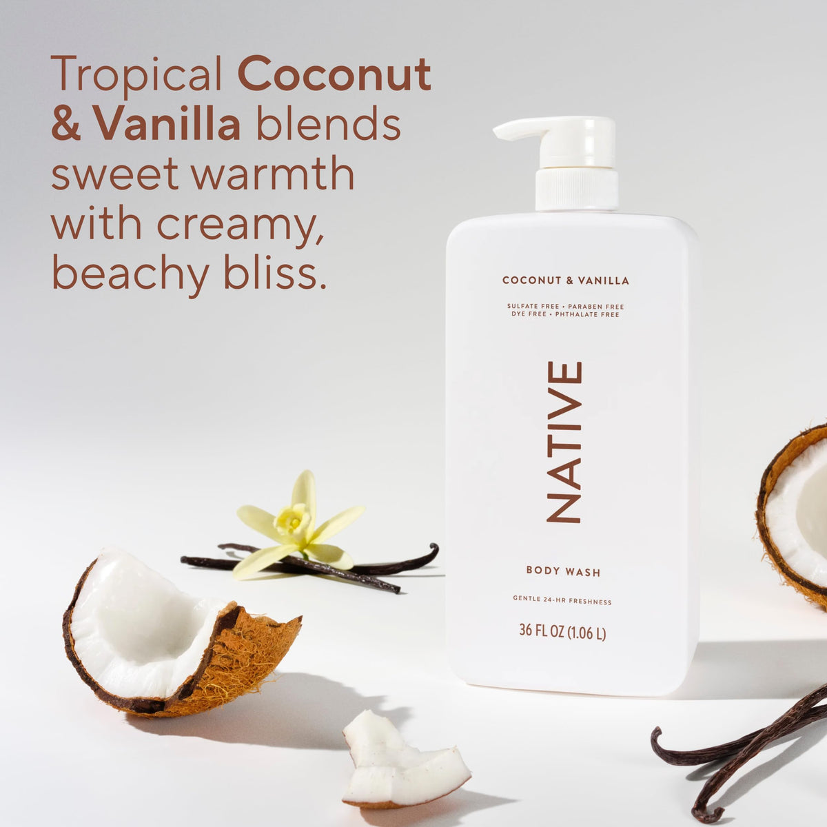 Native bottle staged on shower shelf illustrating convenient everyday use benefit