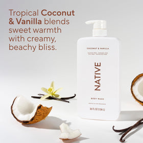 Native bottle staged on shower shelf illustrating convenient everyday use benefit
