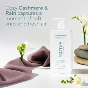 Native 16.5 fl oz conditioner next to common items to show accurate size