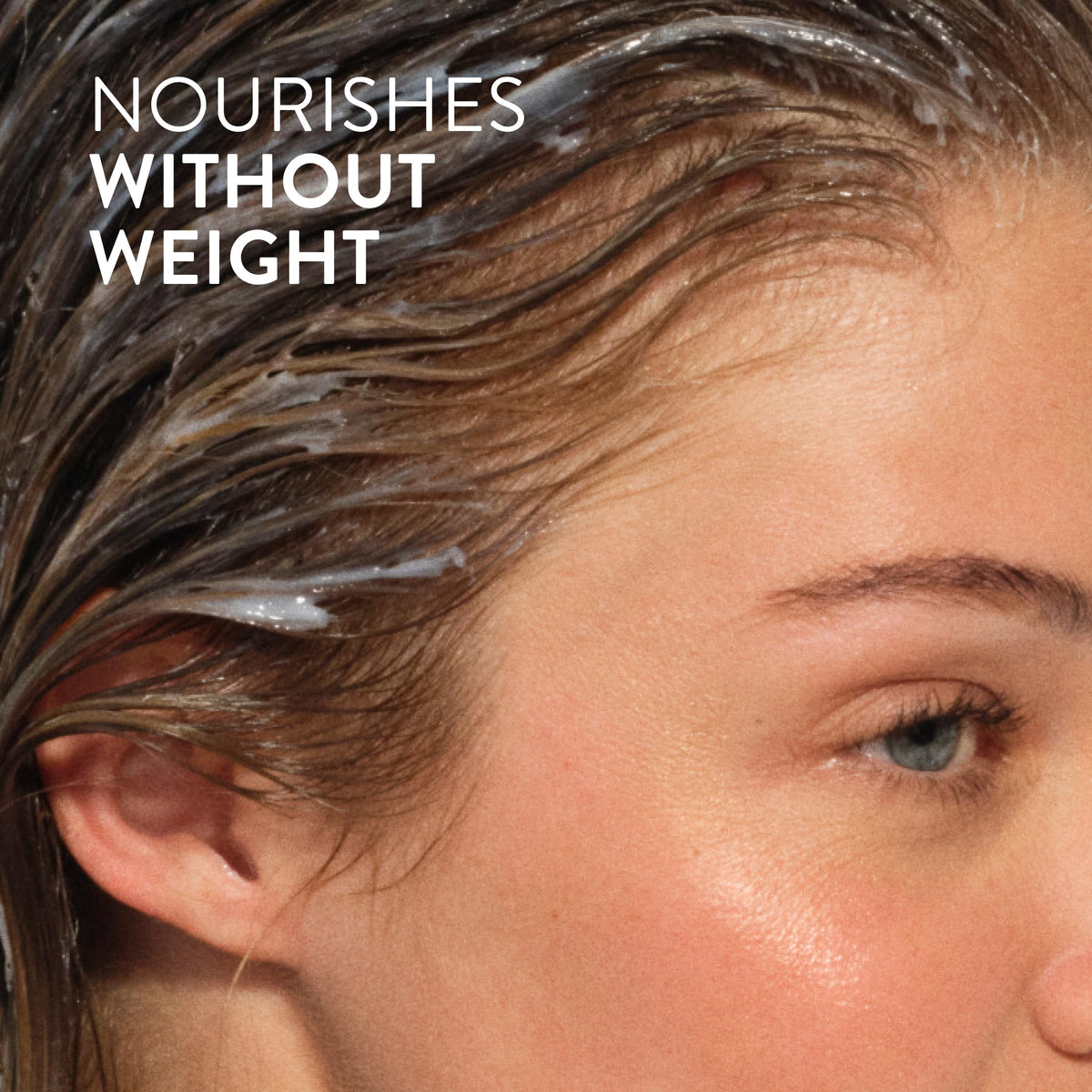 Native creamy conditioner texture on palm for weightless conditioning benefit