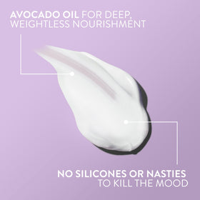 Native conditioner beside avocado highlighting native's use of avocado oil for balanced hydration